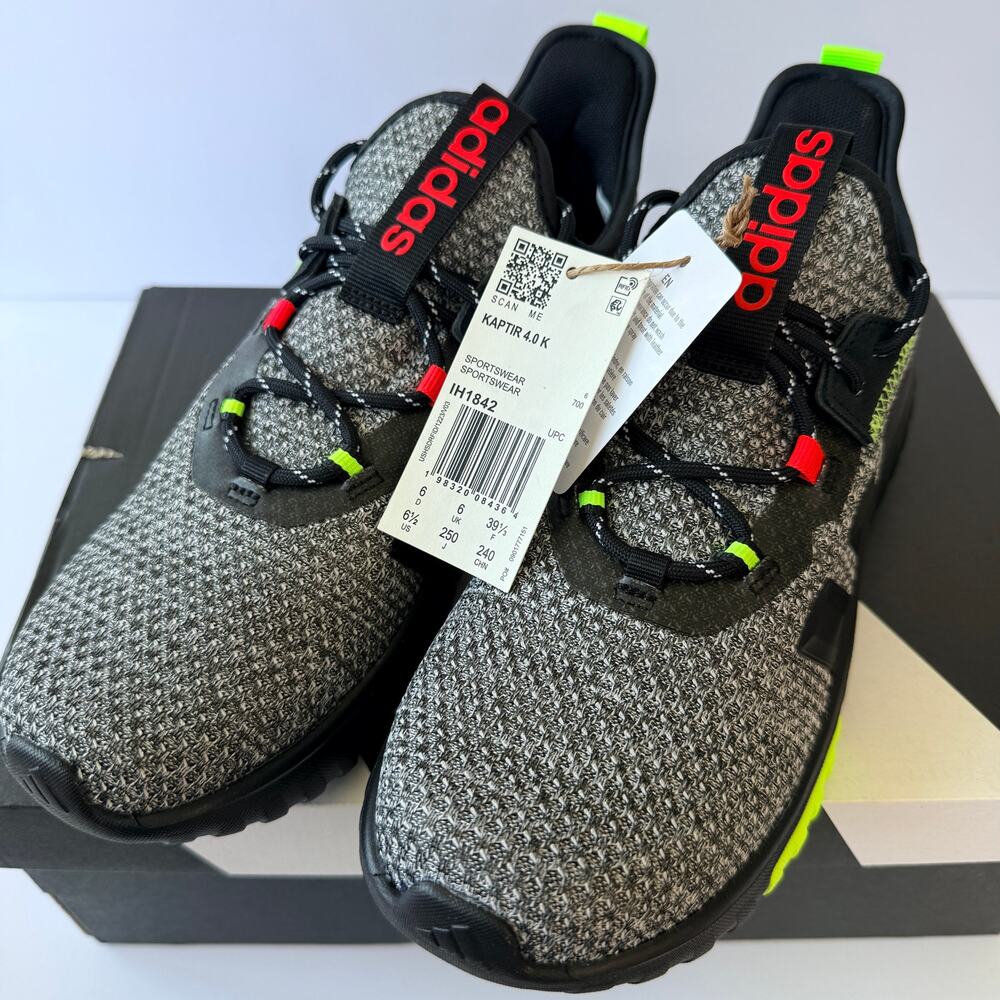 Adidas Kaptir 4.0 K IH1842 Black Volt Coral Kids 6.5Y / UK 6 / EUR 39 New - Picture 4 of 4